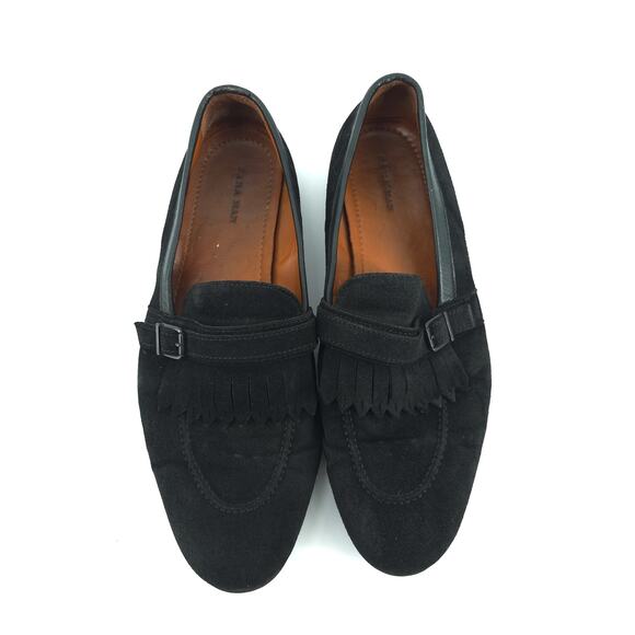 Vintage Men Black Nubuck Suede Kiltie Buckle Pebble Leather Trim Dress Loafer 42 - Picture 3 of 12